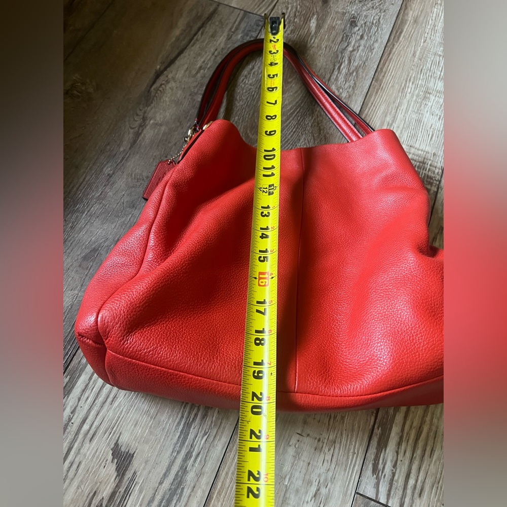COACH Madison Phoebe Tumbled Cardinal Red Leather 3 Section Shoulder Bag - Picture 15 of 16